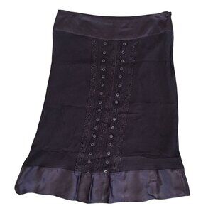 Charlotte Tarantola Black Skirt Size Small Silk Beaded Lined Career Church